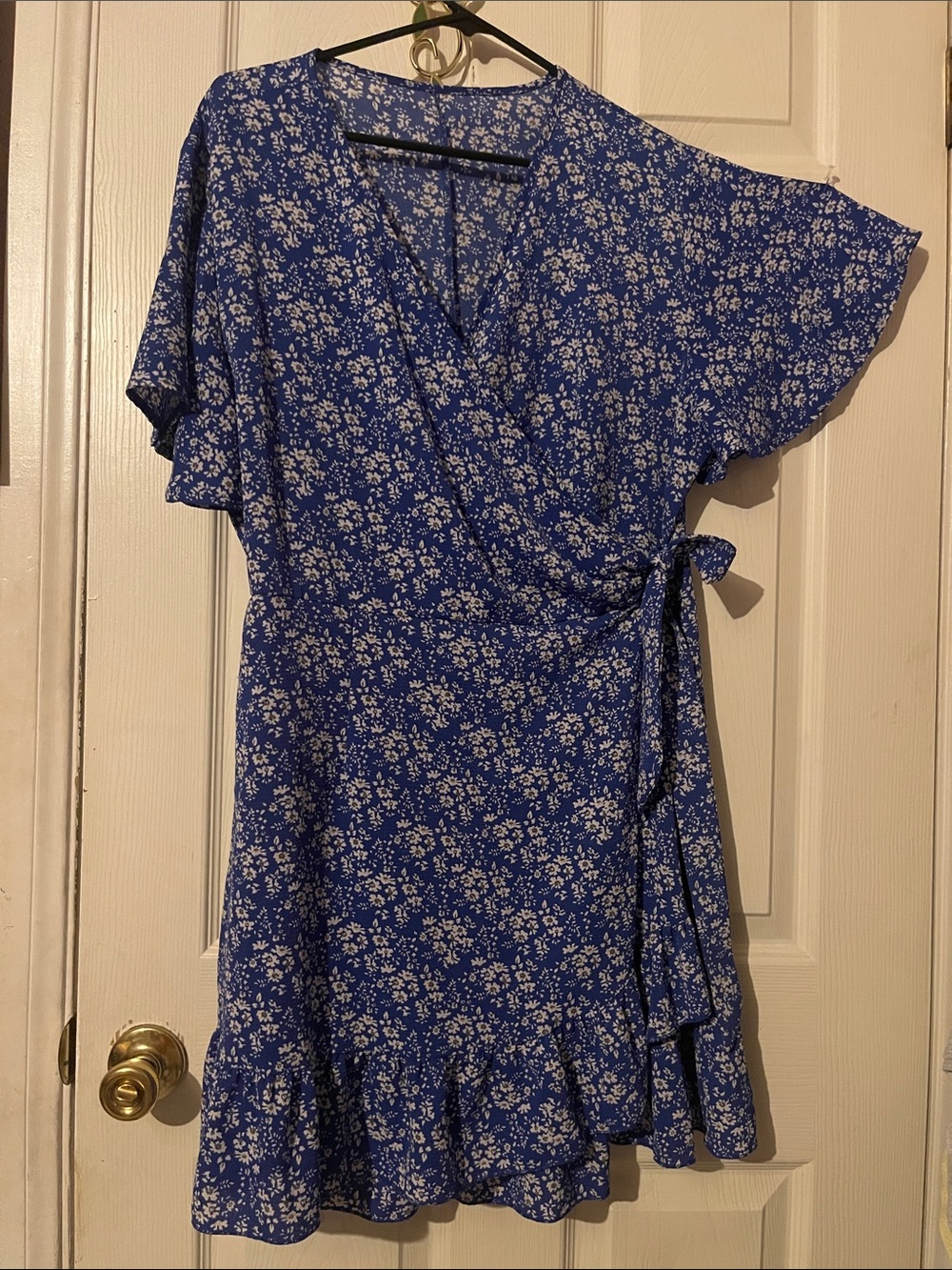 Floral Wrap Dress in Royal Blue